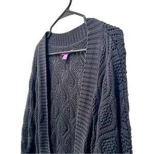 Black Knit Open‎ Front Cardigan Sweater Textured Cozy Layering